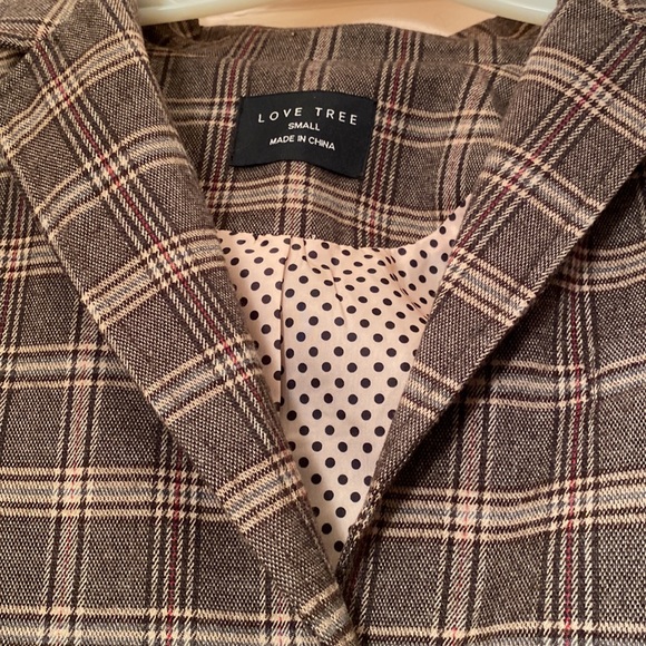 Love Tree Brown Plaid Blazer Small - Picture 3 of 4